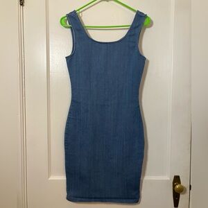 Blue Stretch Denim Mini Dress
